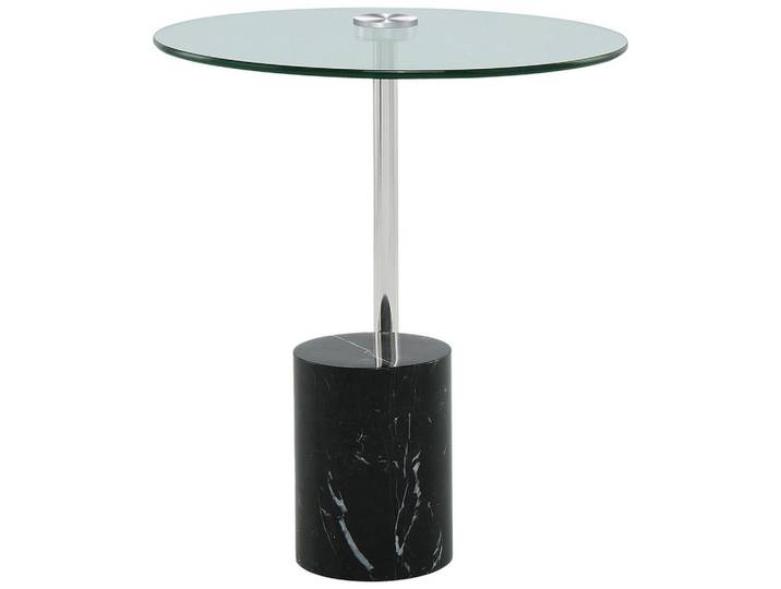 Kayoom Beistelltisch, Schwarz, Silberfarben, Metall, Glas, Stein, rund, Säule, 44x50x44 cm, Wohnzimmer, Wohnzimmertische, Beistelltisch, Beistelltische rund
