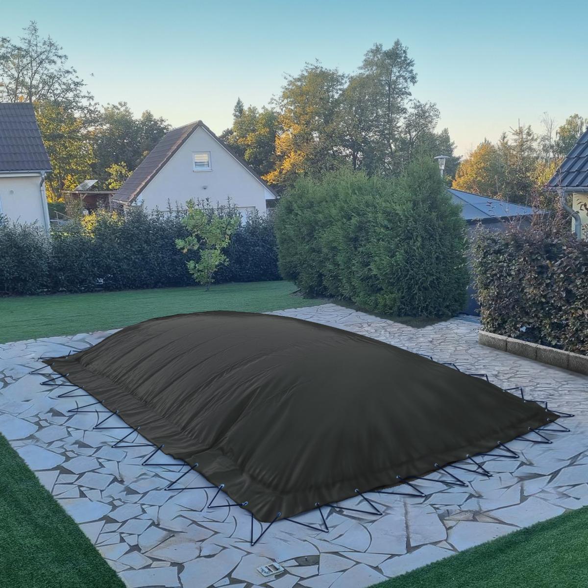 Aufblasbare Pool Abdeckplane für Pool rechteck 4,00 x 7,00m, Farbe: anthrazit, Air Cover, wasserdicht, reißfest