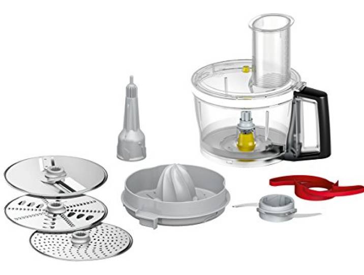 Bosch multimixer opzetstuk, MUZ9VLP1, accessoire voor Bosch OptiMUM keukenmachines, 3 verschillende snijschijven, chopper en citruspers, VeggieLove Plus-set