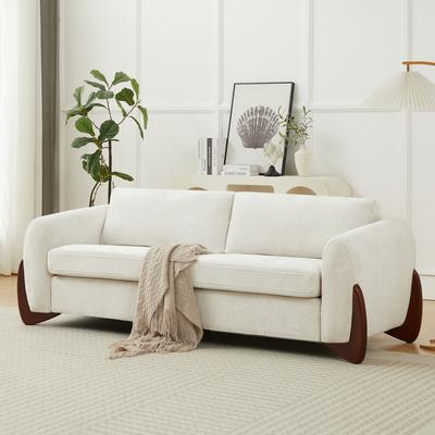 Christopher Knight Home - Hartly Modern Chenille Upholstered 3-Seater Sofa with Wood Legs