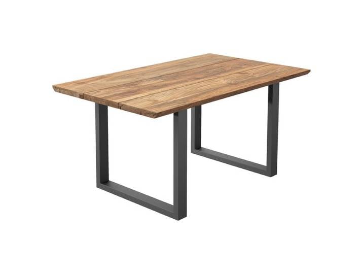 OUTLIV. Negara Gartentisch 160x90cm Edelstahl/Teak recycelt Schweizer Kante Dunkelgrau