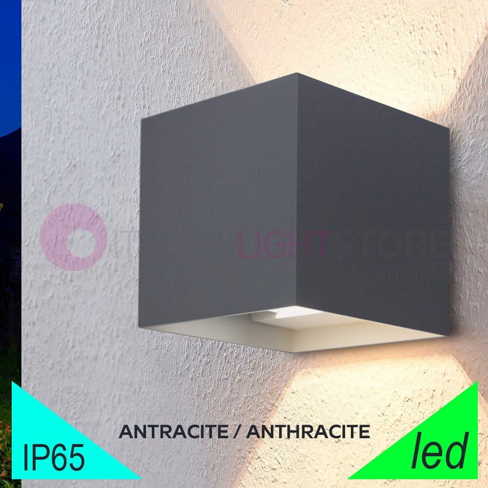 Marbella Big Squared Antracite Faretto Led Da Esterno Cubo 12x12 Design Moderno Ip65