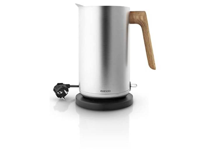 EVA SOLO Wasserkocher 1,5 L Nordic Kitchen 100% tropffrei 360 Grad drehbar Pulverbesichtetem Edelstahl 220/240 V 50/60 HZ 1850 2200 Watt Silber [Energieklasse A]