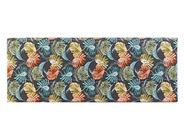 DRW Bettkopfteil aus Polyester mit Blättern und Holz, 160 x 10 x 60 cm