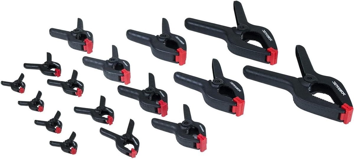 POWERTEC 71087 Heavy Duty Nylon Spring Clamp Set met 16 klemmen in 5 verschillende maten