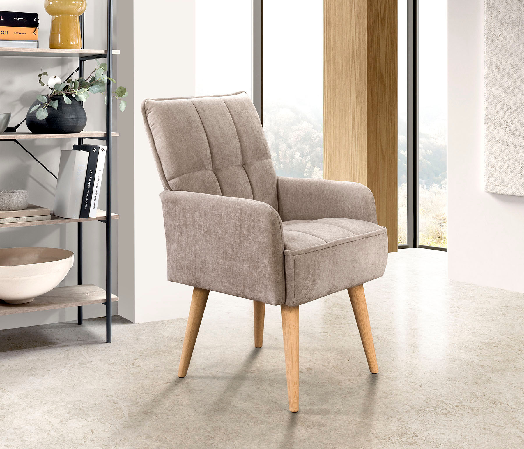 Armlehnstuhl EXXPO - SOFA FASHION "Latte", beige, B:58cm H:94cm T:69cm, Stühle, Armlehnstuhl