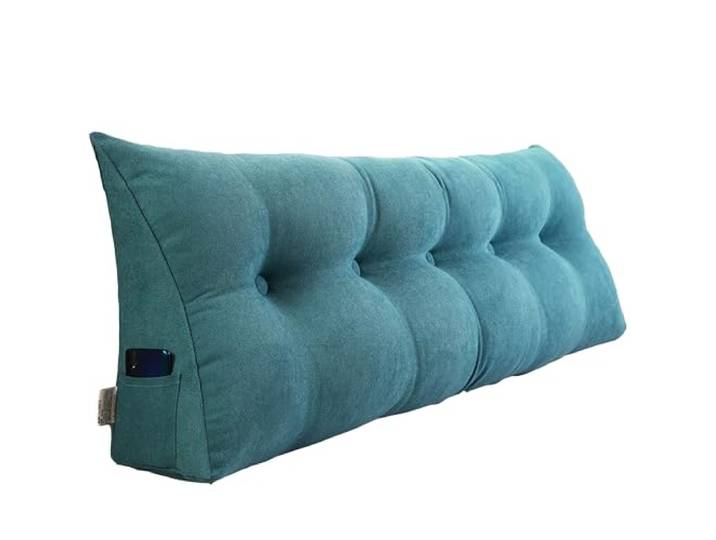 QHNTUJLB Dreieckiges Kopfteilkissen, Keilkissen zum Lesen, Weiches Bequemes Sofa-Rückenkissen, Lendenwirbelstützkissen, für Bett Sofa Schlafzimmer(Blue,200x50x20cm)