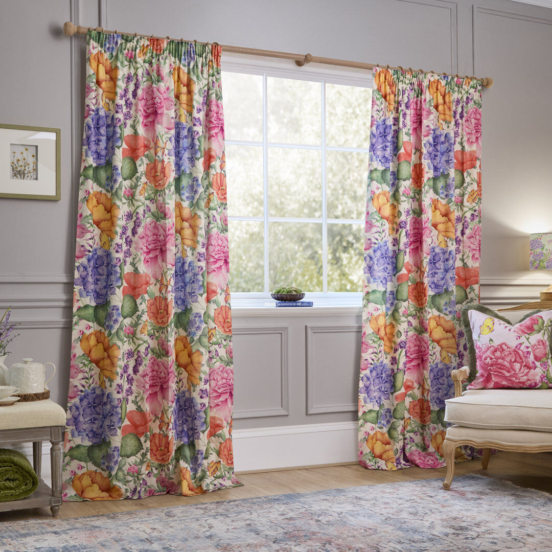 Voyage Maison Idalia 100% Cotton Room Darkening Curtain Panel Pair Pink 54cm Width x 168cm Drop