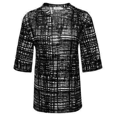 Kurzarmbluse MAERZ MUENCHEN "Maerz Muenchen 133801 Kurzarmbluse Damen Bekleidung", Damen, Gr. 36, schwarz-weiß (schwarz), 100% Baumwolle, Blusen