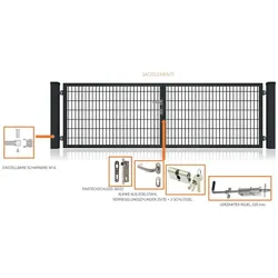 Fa-Bausysteme Doppelflügeltor Anthrazit 3000 x 1200 mm