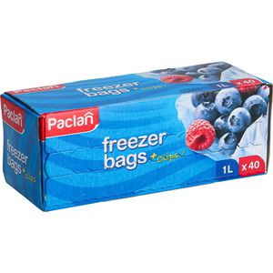 Franz-Mensch Gefrierbeutel 32260, 1 Liter, mit Verschlussclips, 18 x 28cm, 40 Stück