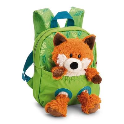 NICI 62692 - Grüner Rucksack mit Plüschtier Fuchs, 2-teilig, Fuchs:25cm