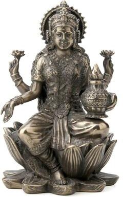 Unicorn Studio 3.35 in H Lakshmi Sitting on Lotus Figurine Poly Resin