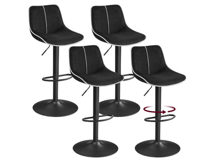 Ensembles de 2 tabourets de bar pivotants velours noir