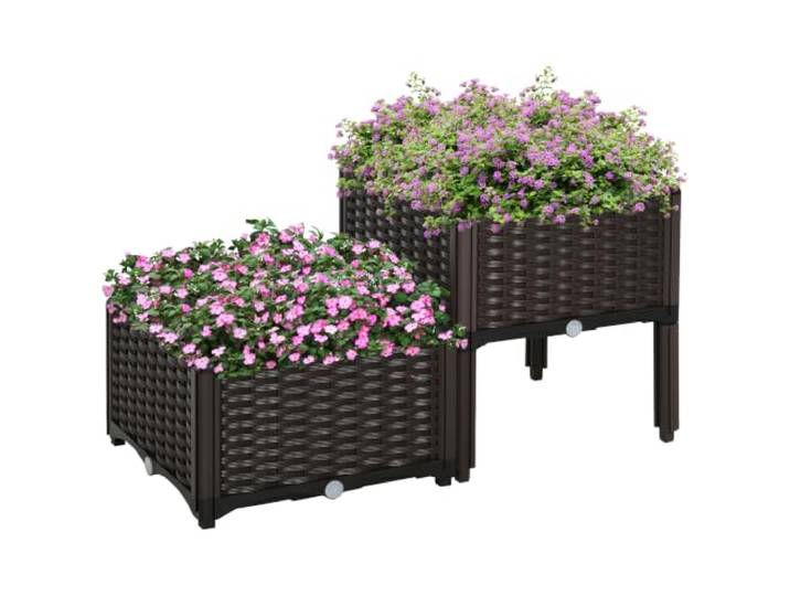 Outsunny Hochbeet Pflanzkasten mit Abflusslöchern Braun 2er Set