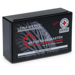 Leina-Werke Verbandskasten Fotodruck, DIN 13164, für Auto, aus Kunststoff, schwarz, DRK-Edition