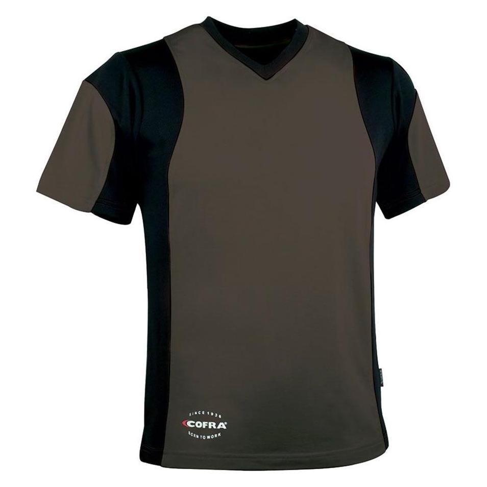 Cofra Kurzarm-T-Shirt Java - Unisex V-Ausschnitt Braun M-XXL (L, XL, XXL) (45290599)