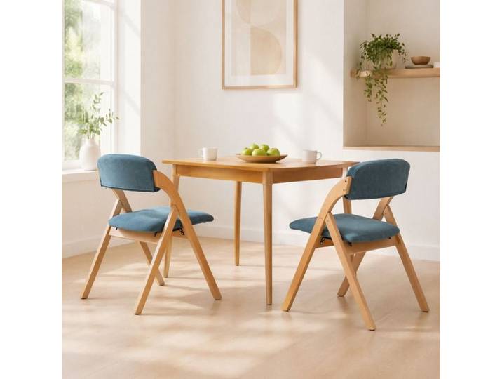 Chaise pliante rembourrée – HOMEFUN – lot de 2 – bleu – bois