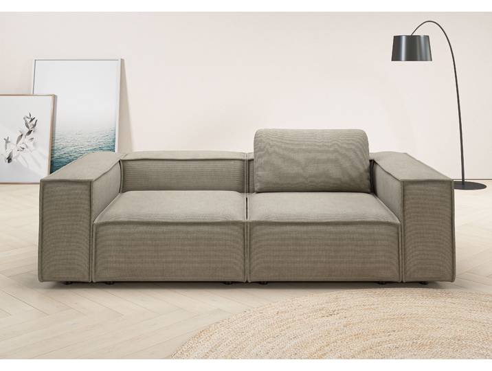 2-Sitzer Sofa, Polyester, Taupe, 246×118 cm, Modern, Places of Style