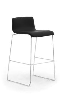 Barhocker Zerosedici, stapelbar, Gestell chrom, Bezug schwarz, 2 Stück