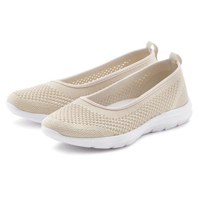 Sneaker Ballerinas LASCANA "Halbschuh, Slip-On-Sneaker", Damen, Gr. 35, Textil, beige, Obermaterial: 100% Textilmaterial. Decksohle: 100% Textilmaterial. Futter: 100% Textilmaterial. Laufsohle: 100% Synthetik, unifarben, Sportlich, Schuhe Ballerina,...