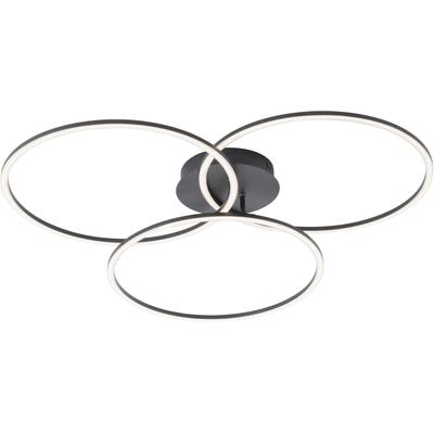 JUST LIGHT LED Deckenleuchte "IVANKA", schwarz, 3, Ø 44,4cm H: 9cm, 1 Stk., Leuchten, stufenlos dimmbar (SimplyDim - Funktion); zwei Ringe sind schwenkbar, LED Deckenleuchte