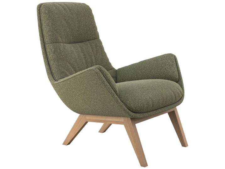 Stilvoller Sessel Halani Stoff moosgrün B 93 cm T 84 cm H 95 cm - Material: Stoff/Polyester - Sessel