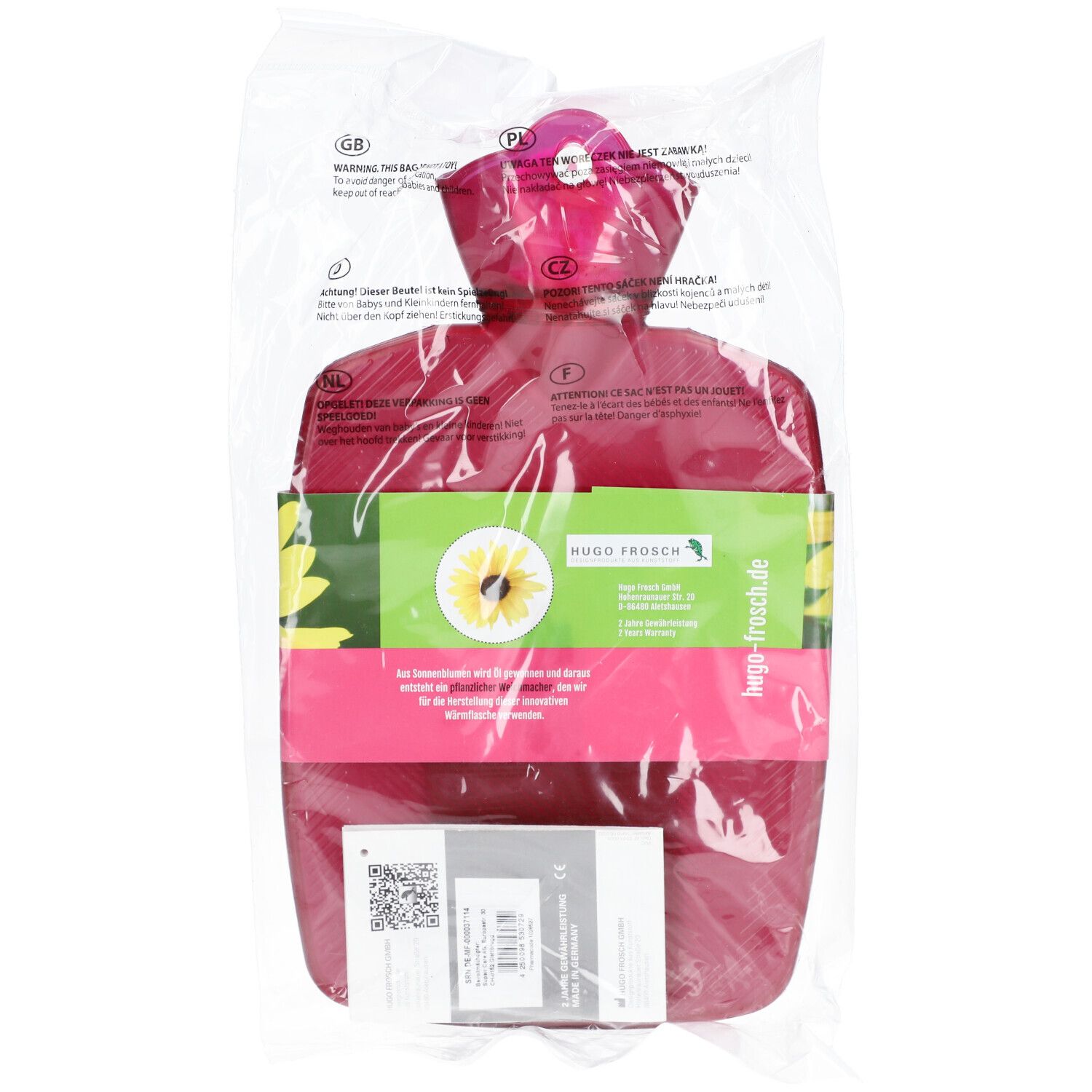 Frosch Wärmflasche PVC Plant 1.8l Himbeere 1 St