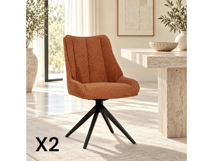 Chaise pivotante en velours texturé (lot de 2) IENA - Terracotta