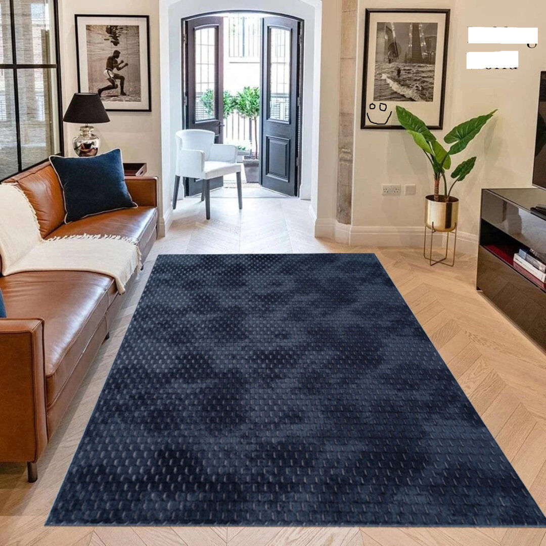 Ivy Bronx Rectangle Geometric Berber Navy Rectangle 160 x 230cm