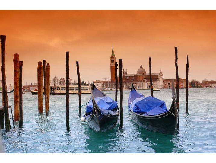 Fototapete PAPERMOON Boote in Venedig , bunt, B:5m L:2,8m, Vlies, Tapeten, Fototapete