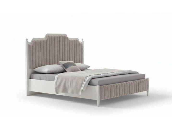 JVmoebel Polsterbett Komfortables Beiges Polsterbett Schlafzimmer Textilbett Bettgestell, Made in Europa