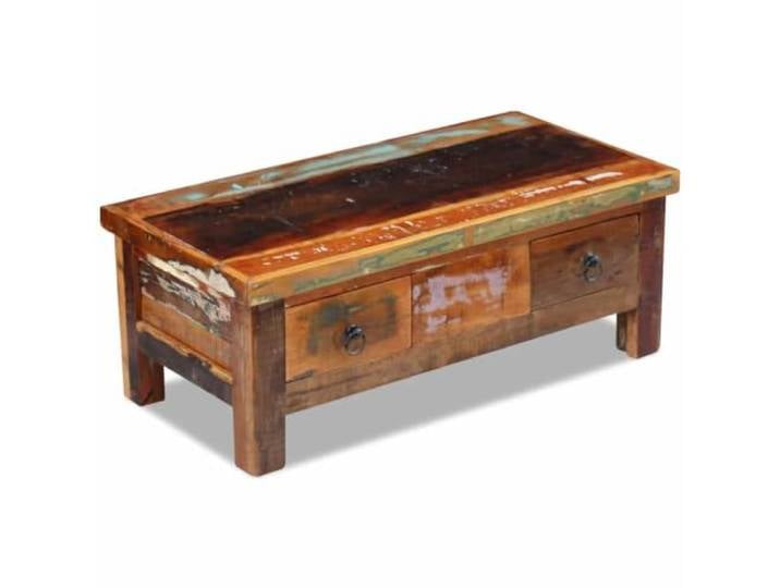 Couchtisch mit Schubladen aus wiedergewonnenem Holz 90x45x35cm Alter Stil, handgefertigt, zwei Schubladen, Teakholz, Mango, Akazien, Wohnzimmer, Beistelltisch