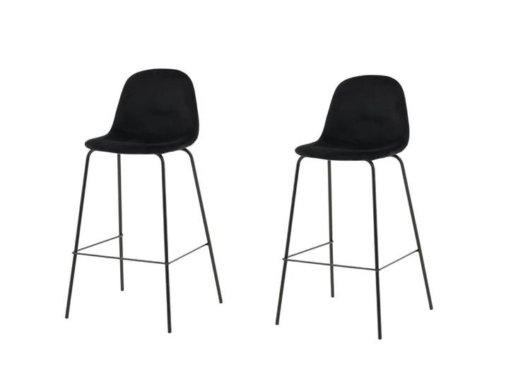 Barhocker VENTURE HOME Polar, 2er-Set Barhocker in Schwarz-Samt, luxuriös, 150 kg belastbar , schwarz, B:42cm H:105cm T:50cm, Hocker, Barhocker, Tresenstuhl, weicher Bezug, schwarze Metallbeine, Fussstütze, edel