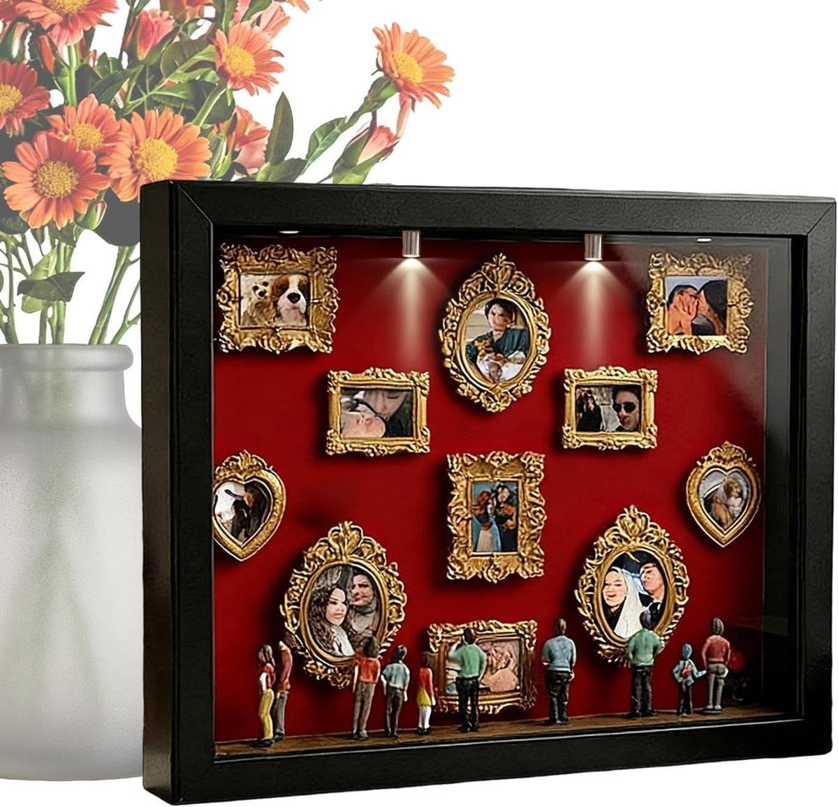 Miniatuur Museum Vitrine Herinneringsdoos DIY Decoratie met Miniatuur Lijsten - Zwart