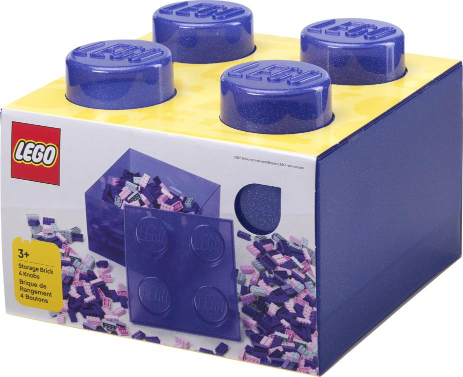 LEGO Storage Brick 4 Opbergsteen met glitters, paars