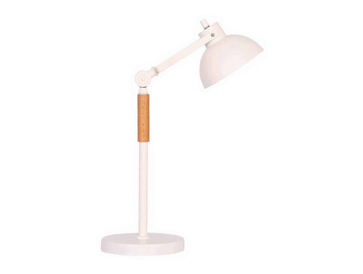 P & B Tischleuchte, Weiß, Metall, Kautschukholz, rund, 18x43x33 cm, Kippschalter, verstellbare Arme, Lampen & Leuchten, Innenbeleuchtung, Tischlampen, Tischlampen