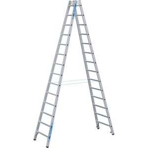 Zarges Stehleiter Coni B, 40315, beidseitig begehbar, aus Aluminium, bis 150kg, mit 2 x 14 Sprossen