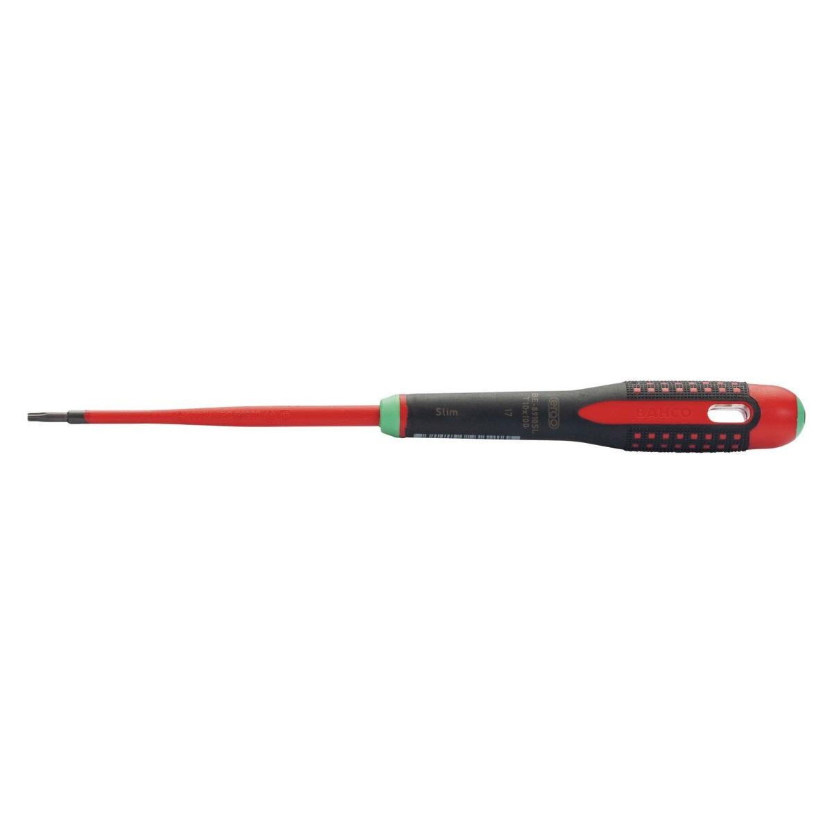 Bahco Nach VDE isolierter, schlanker ERGO-TORX-Schraubendreher mit Dreikomponenten-Griff, T10 x 100 mm (7314150304714)