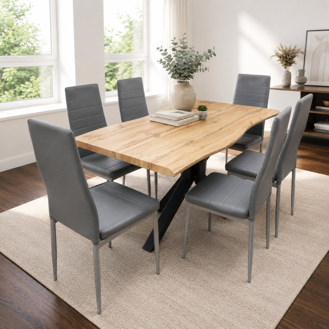 Metro 6 - Person Dining Set Grey 75cm H x 117cm W x 77cm D