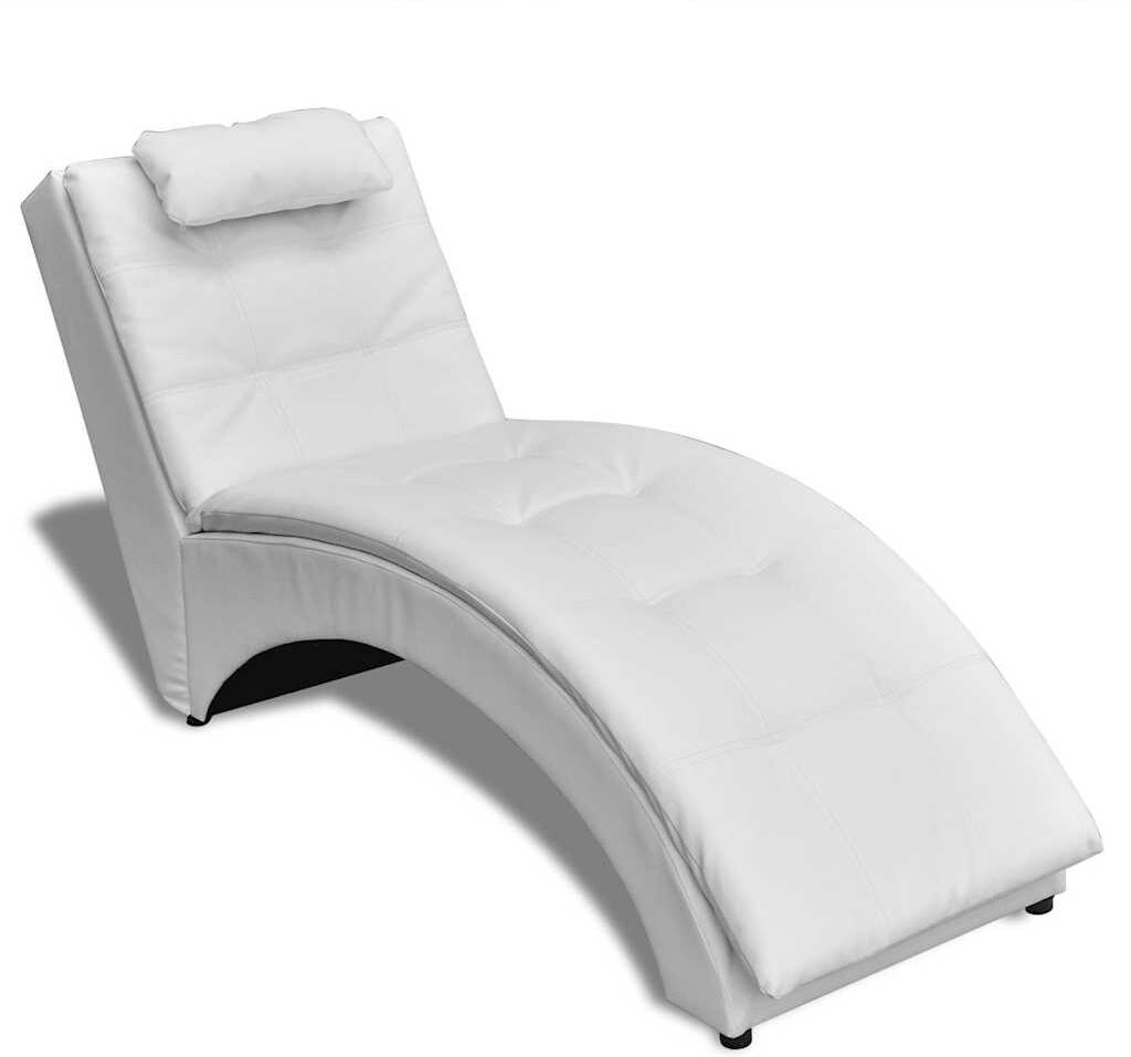 vidaXL Diván con almohada de cuero sintético blanco Blanco