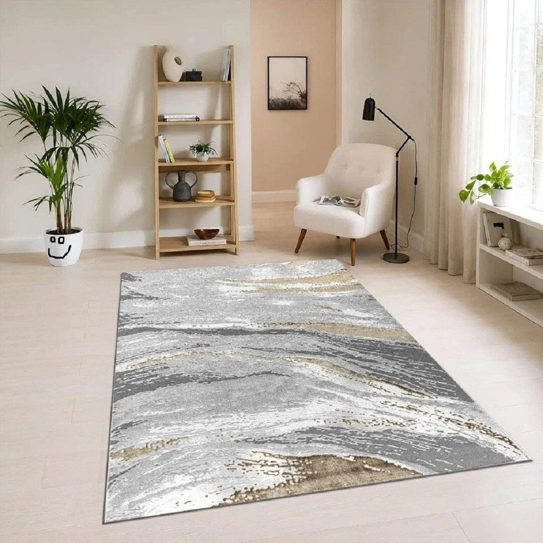 Rebrilliant Abstract Flatweave Kilim Area Rug Ochre Rectangle 160 x 230 cm