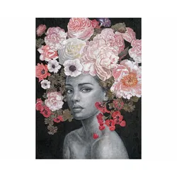 La Casa »Lady mit Rosen-Hintergrund schwarz« Ölbild handbemalt 90x120 cm