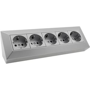 ChiliTec Tischsteckdose 23642, ohne Zuleitung, silber, 5-fach