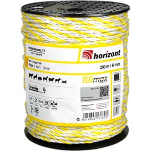 Horizont Weidezaunseil ranger R6, Ø 6 mm mit 6 Leiter, 13,7 km max. empfohlene Zaunlänge, weiß, Rollenlänge 200 m