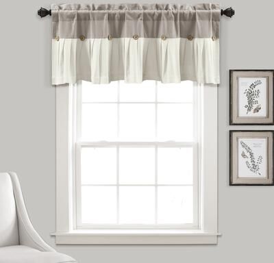 Lush Decor Linen Button Window Curtain Valance