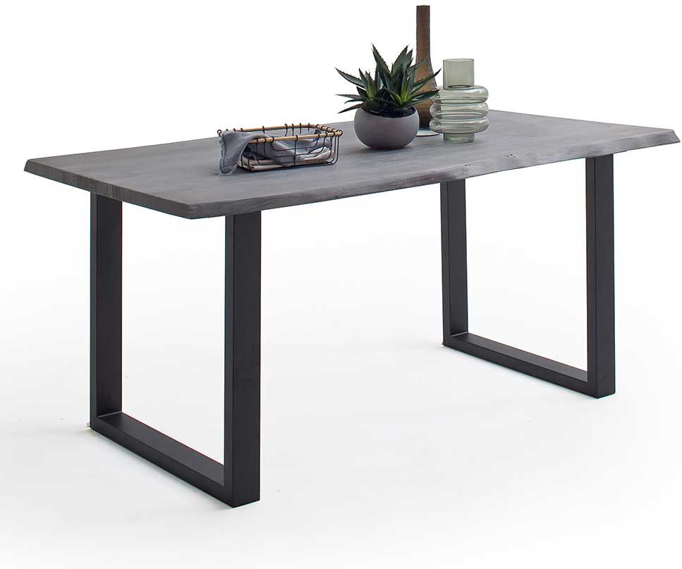 Pharao24.de Esstisch Baumkantentisch im Industry und Loft Stil mit Metallgestell