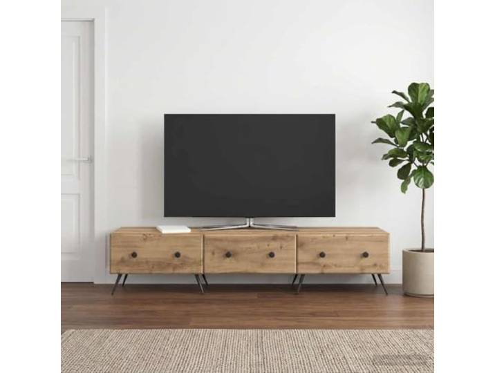 TV-Schrank 147 x 34,5 x 30 cm Artisan-Eiche Holzwerkstoff mit Schubladen Modernes Design, viel Stauraum, stabiler TV-Ständer, kompakte Größe, einfache Montage