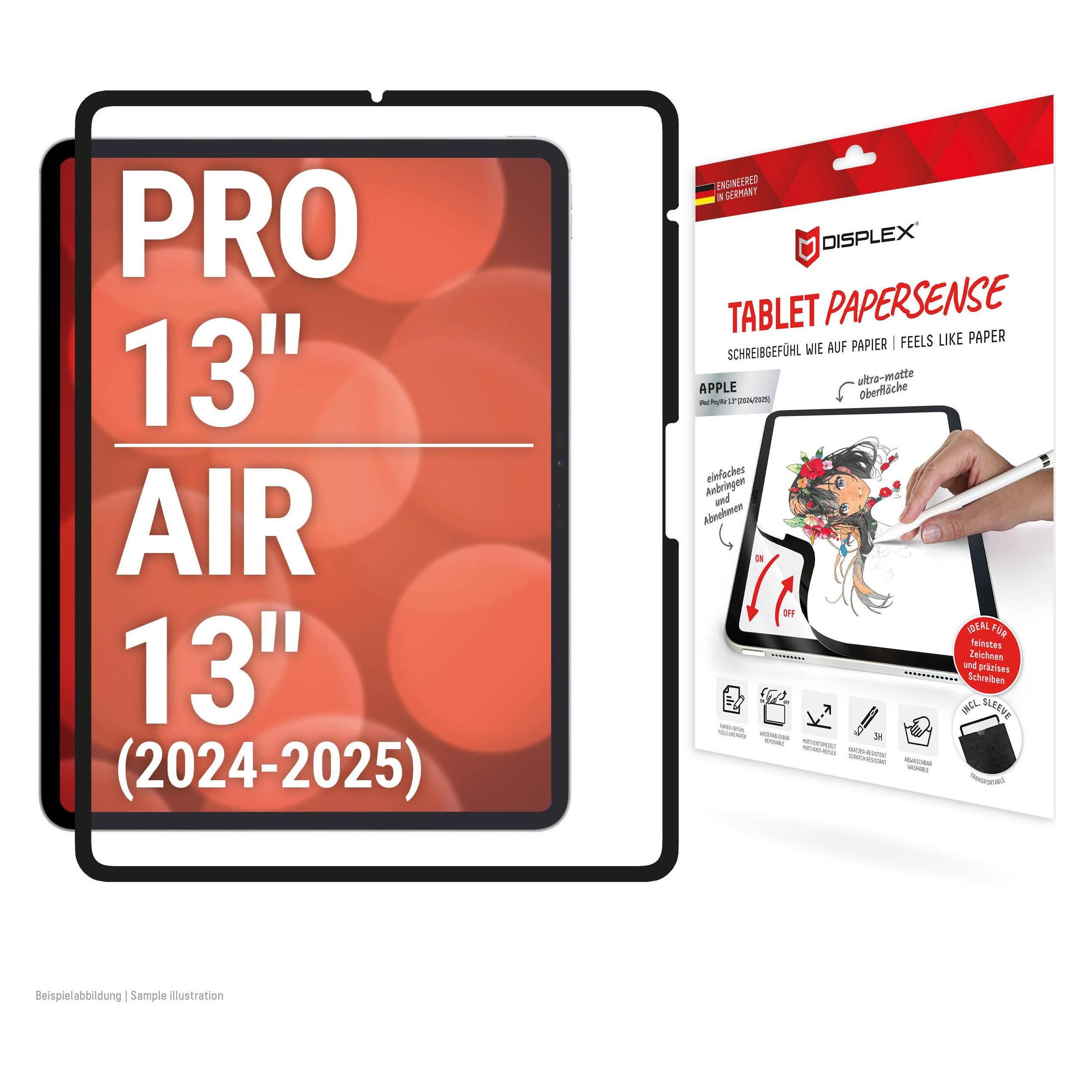 Displex Tablet Papersense, Tablet Paper Feeling Schutzfolie (1 Stk., Apple iPad Air 13 2024, Apple iPad Air 13 2025, Apple iPad Pro 13 2024) (01987)