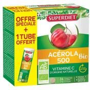 Super Diet Super Diet Superdiet Acérola 500 Bio 24 Comprimés +1 Tube Offert - Boîte 36 comprimés